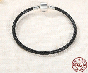 UNISEX LEATHER/SILVER CLIP BRACELET