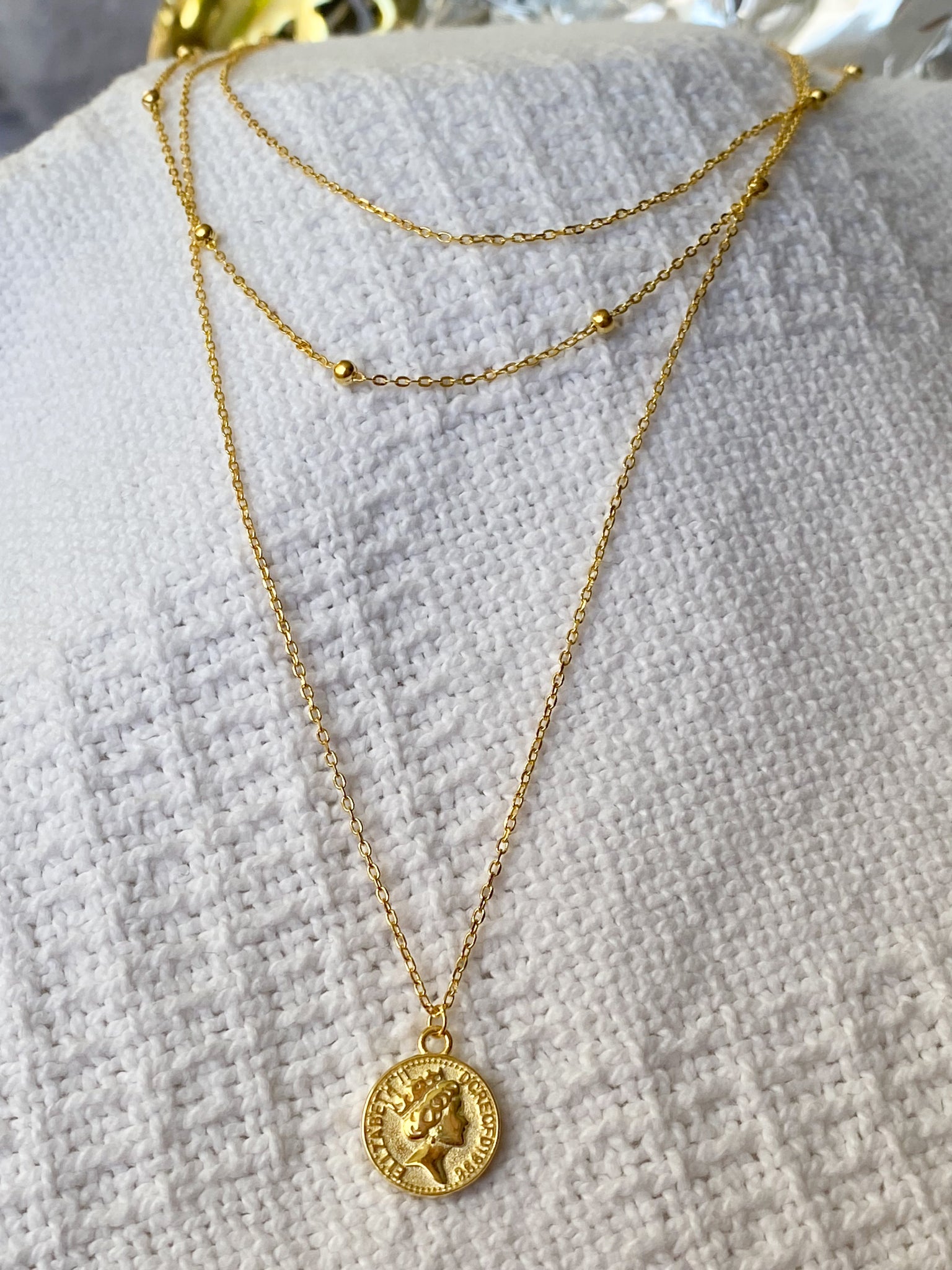 THREE TIER COIN LAYERED NECKLACE