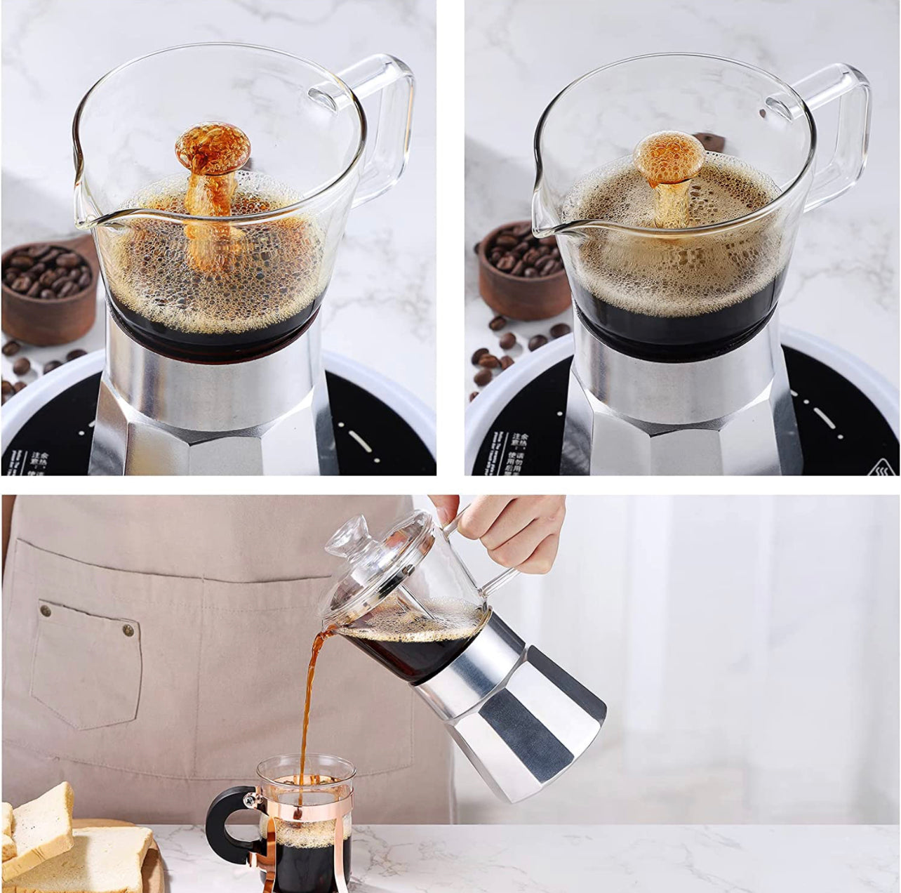 GRECA CRYSTAL CLEAR STOVETOP COFFEE ESPRESSO MAKER – IMB Accessories